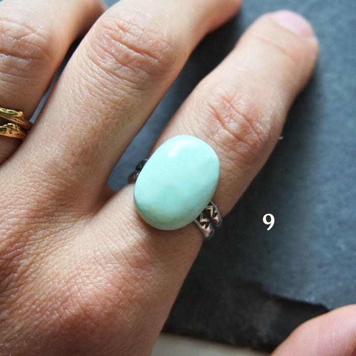 Turquoise Stamped Band Rings