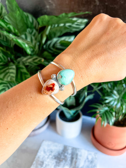 Yuma Turquoise and Mexican Fire Opal Cuff