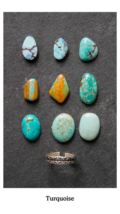 Turquoise Stamped Band Rings