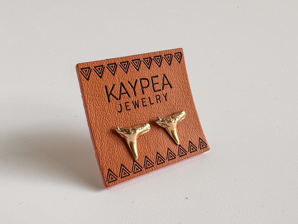 14k Gold Shark Tooth Stud Earrings