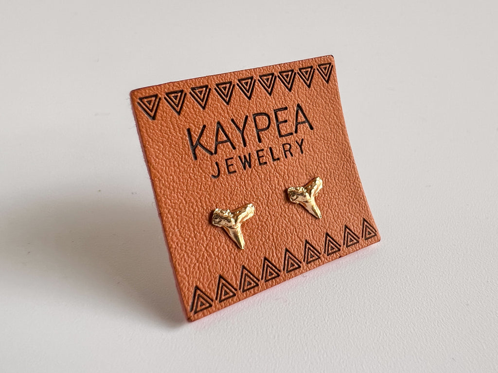 14k Gold Tiny Shark Tooth Stud Earrings
