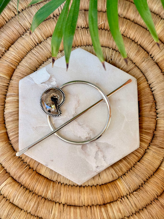 Iridescent Ammonite Hair Pin