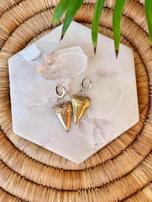 Great White Huggie Hoop Earrings