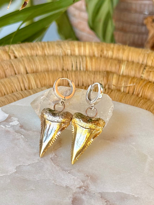 Great White Huggie Hoop Earrings