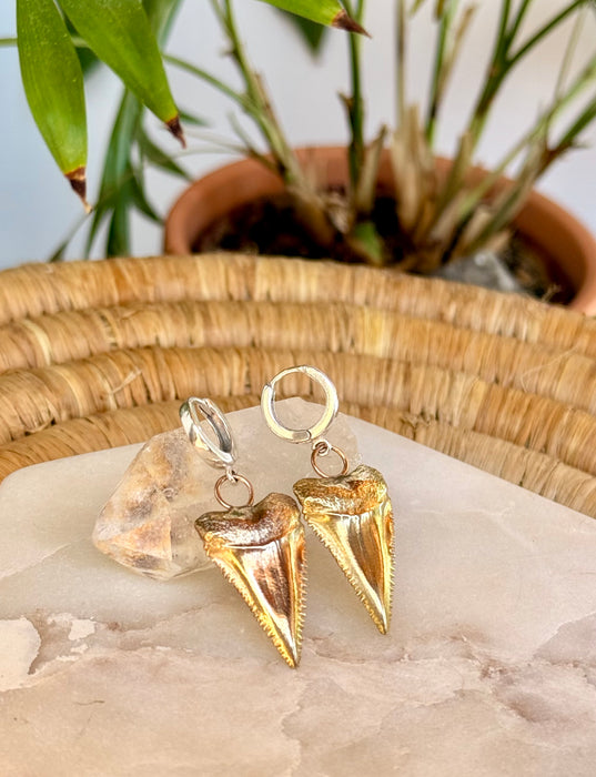 Great White Huggie Hoop Earrings