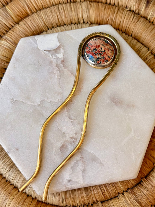 Leopard Jasper Hair Fork