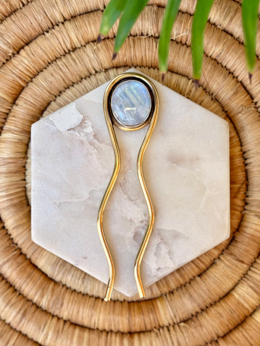 Rainbow Moonstone Hair Fork