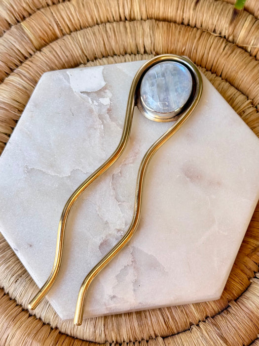 Rainbow Moonstone Hair Fork