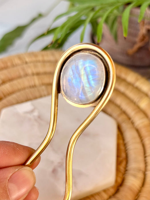 Rainbow Moonstone Hair Fork