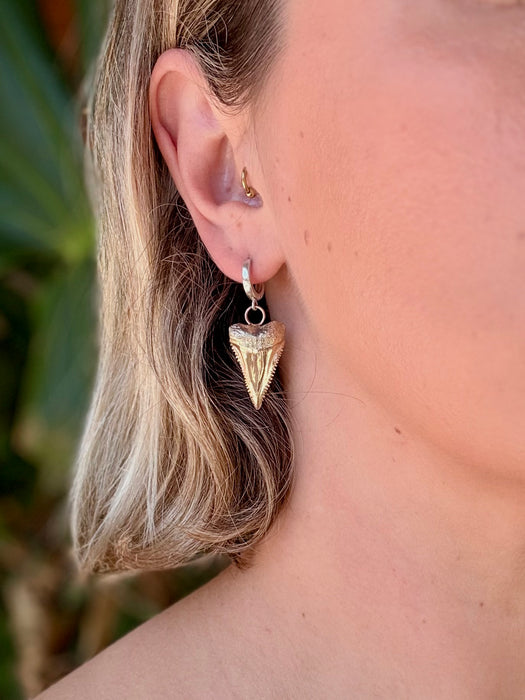 Great White Huggie Hoop Earrings