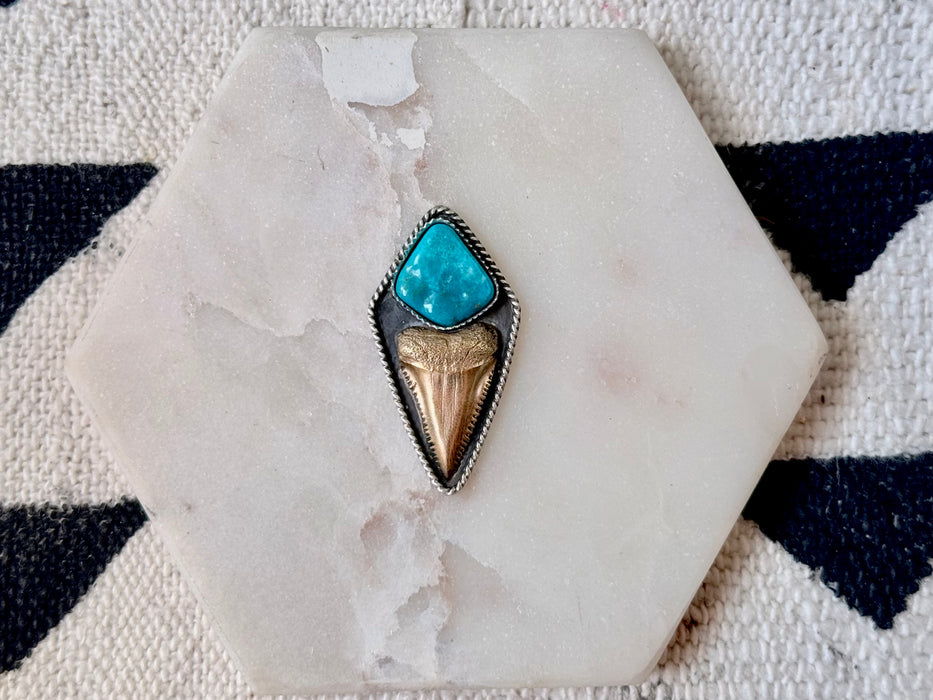 Blue Boy Turquoise Great White Mixed Metals Ring
