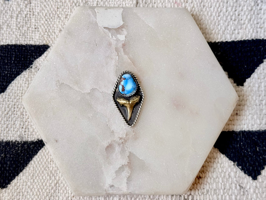 Golden Hills Turquoise Sand Tiger Shark Mixed Metals Ring