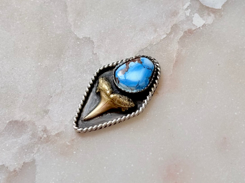 Golden Hills Turquoise Sand Tiger Shark Mixed Metals Ring