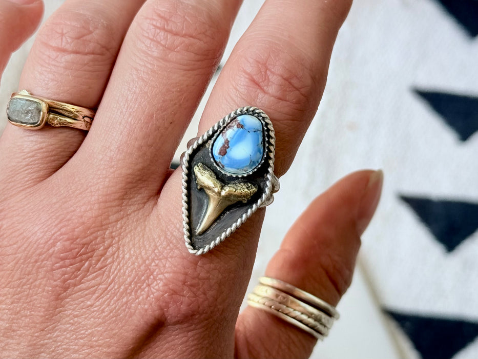 Golden Hills Turquoise Sand Tiger Shark Mixed Metals Ring