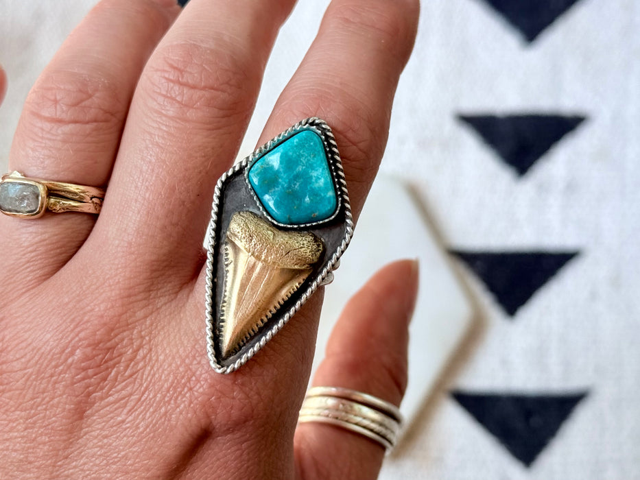 Blue Boy Turquoise Great White Mixed Metals Ring
