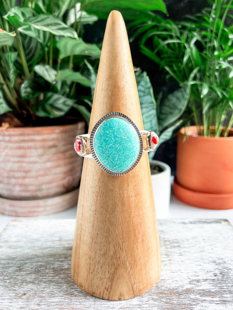 Turquoise and Mexican Fire Opal Cuff