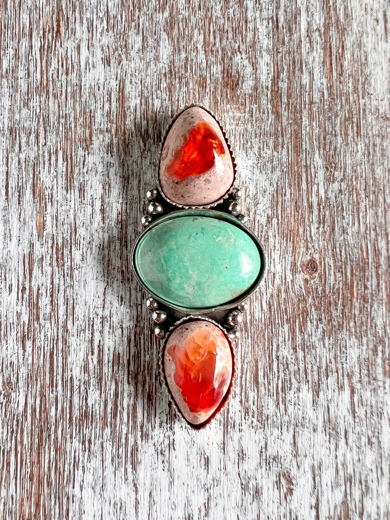#8 Turquoise + Mexican Fire Opal | Made to Order