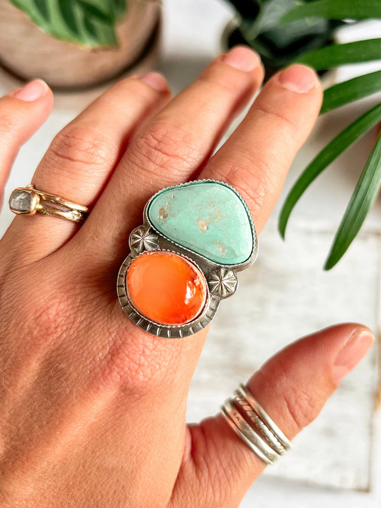 White Lake Turquoise + Mexican Fire Opal | Made to Order