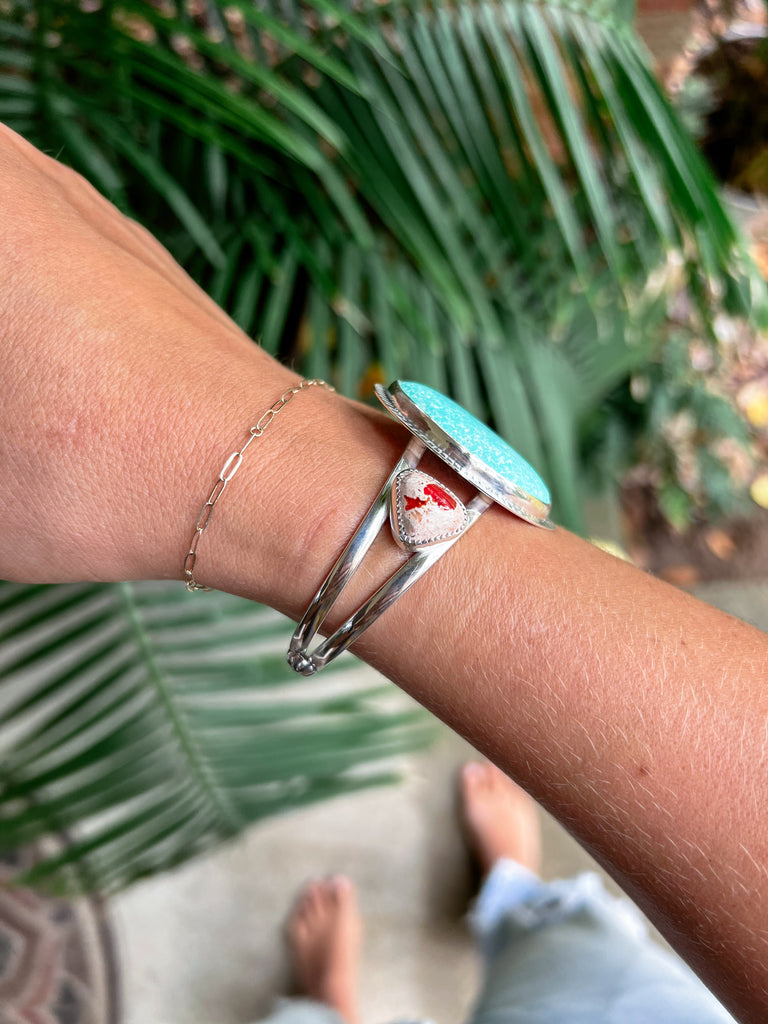 Turquoise and Mexican Fire Opal Cuff