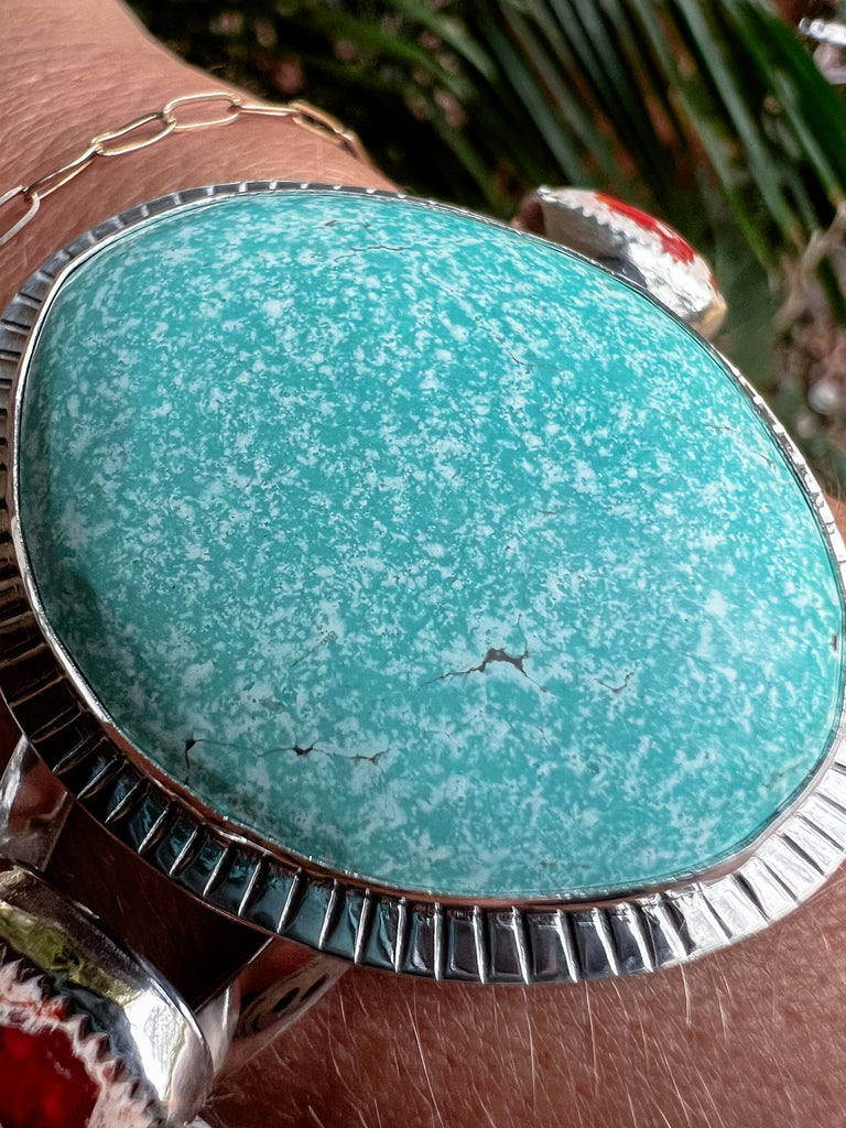 Turquoise and Mexican Fire Opal Cuff