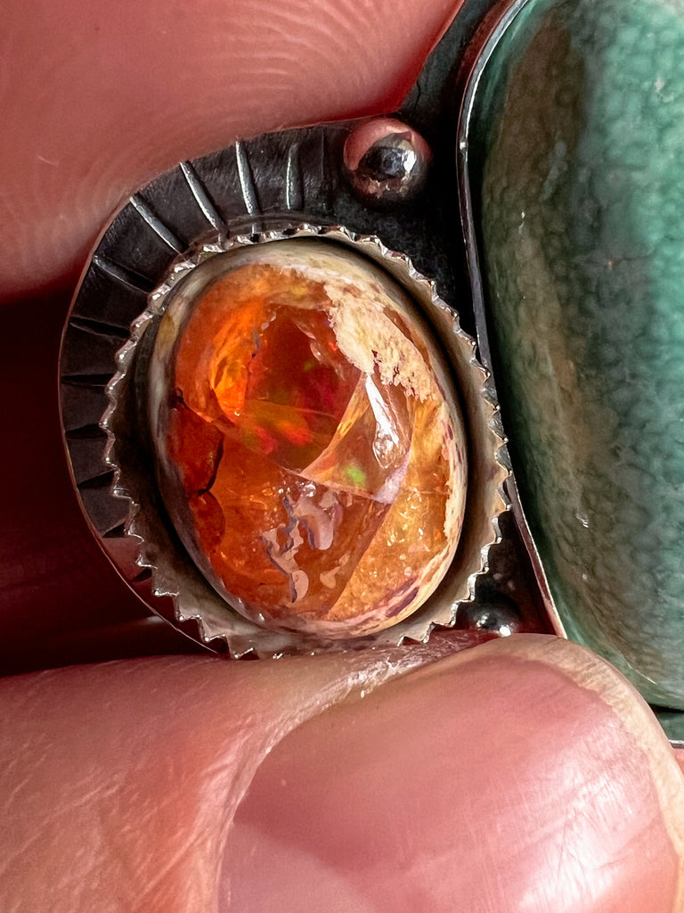 Lander Turquoise + Mexican Fire Opal | Made to Order