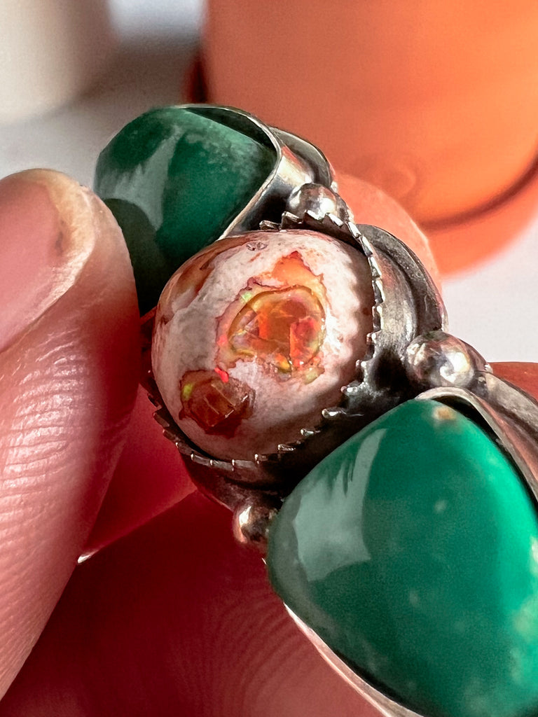 Turquoise + Mexican Fire Opal | Made to Order