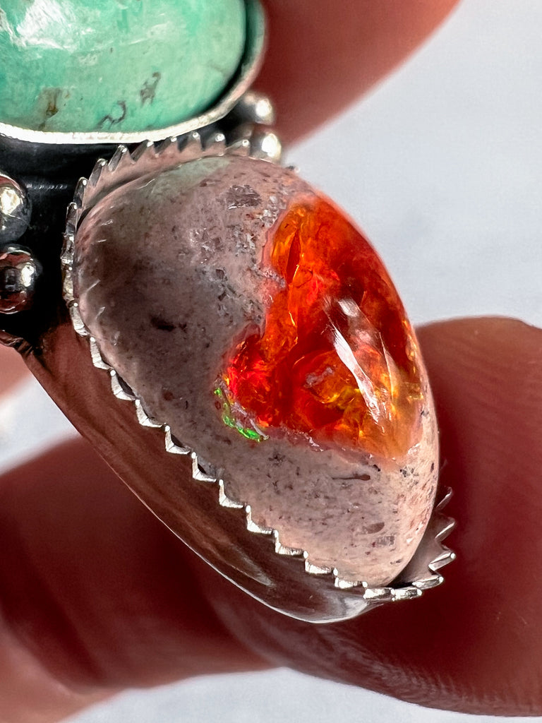 #8 Turquoise + Mexican Fire Opal | Made to Order
