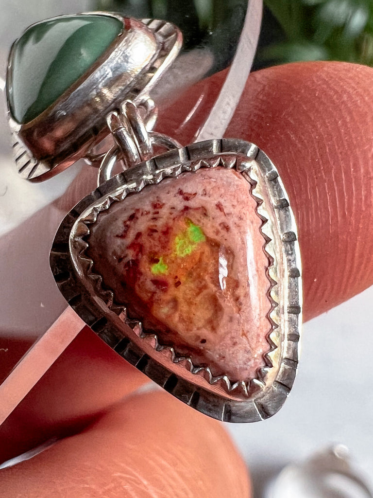 Variscite & Mexican Fire Opal Earrings