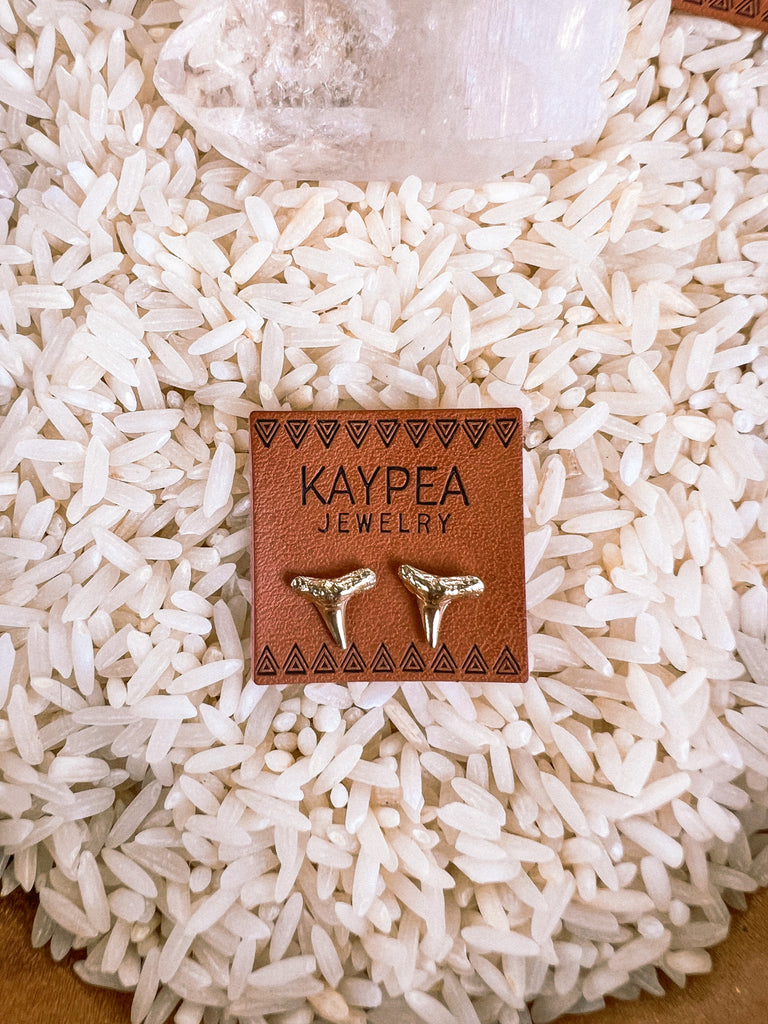 14k Gold Shark Tooth Stud Earrings