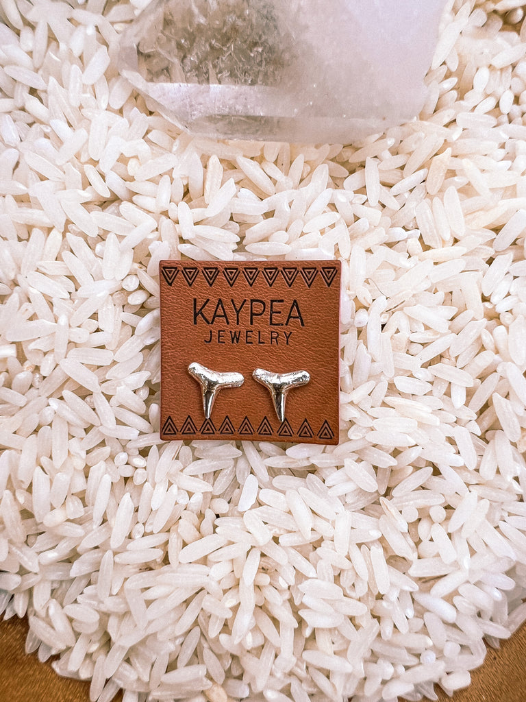 Sterling Silver Shark Tooth Stud Earrings